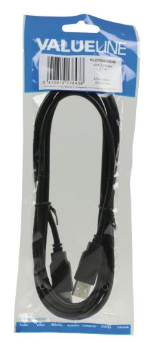 Valueline VLCP60000B20 USB 2.0 USB A male - USB A male kabel 2,00 m zwart