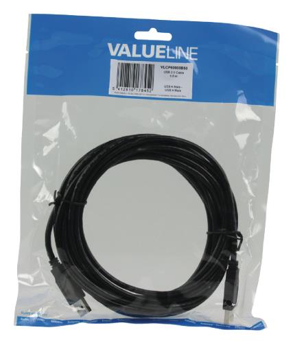 Valueline VLCP60000B50 USB 2.0 USB A male - USB A male kabel 5,00 m zwart