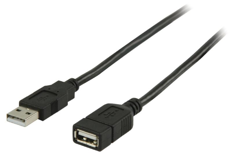 Valueline VLCP60010B20 USB 2.0 USB A male - USB A female verlengkabel 2,00 m zwart