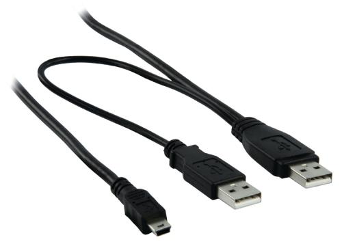 Valueline VLCP60350B20 USB 2.0 2x A male - 5p male mini Y-cable 2,00 m zwart