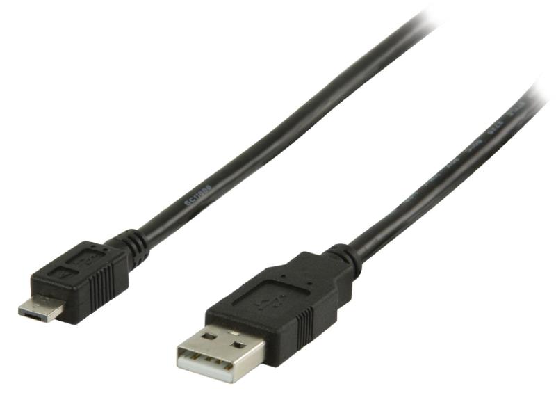 Valueline VLCP60400B10 USB 2.0 USB A male - USB micro A male kabel 1,00 m zwart