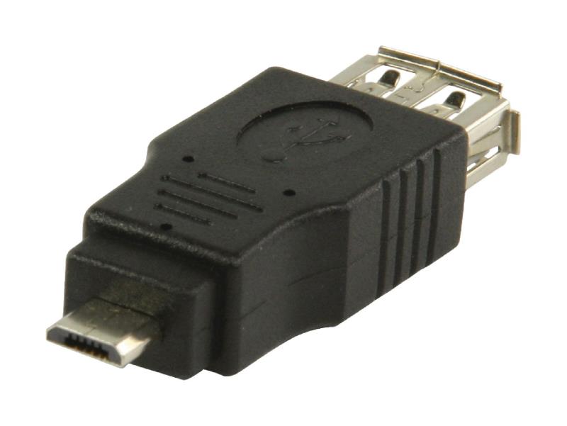 Valueline VLCP60901B USB 2.0 USB Micro B mannelijk - USB A vrouwelijk adapter zwart