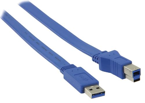 Valueline VLCP61105L20 USB 3.0 USB A mannelijk - USB B mannelijk platte kabel 2,00 m blauw