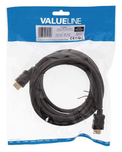 Valueline VGVP34000B30 High Speed HDMI kabel met ethernet HDMI connector - HDMI connector 3,00 m zwart