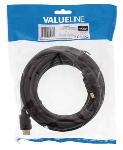 Valueline VGVP34000B50 High Speed HDMI kabel met ethernet HDMI connector - HDMI connector 5,00 m zwart