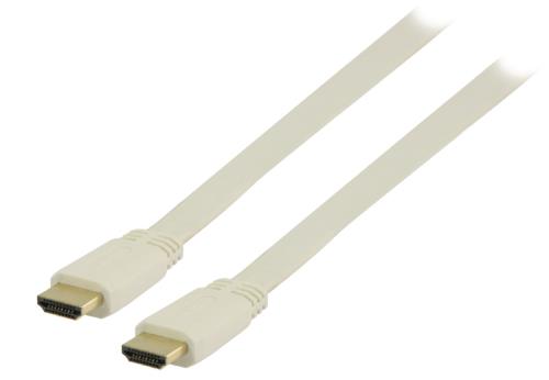 Valueline VGVP34100W20 Platte High Speed HDMI kabel met ethernet HDMI connector - HDMI connector 2,00 m wit