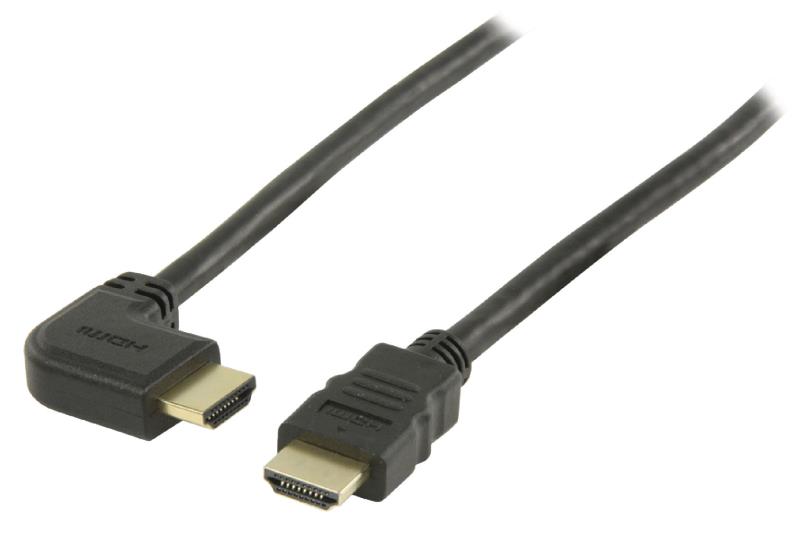 Valueline VGVP34260B10 High Speed HDMI kabel met ethernet HDMI connector - HDMI connector rechts gehoekt 1,00 m zwart
