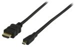 Valueline VGVP34700B10 High Speed HDMI kabel met ethernet HDMI connector - HDMI micro-connector 1,00 m zwart