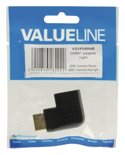 Valueline VGVP34904B HDMI-adapter HDMI-connector rechts gehoekt - HDMI input zwart