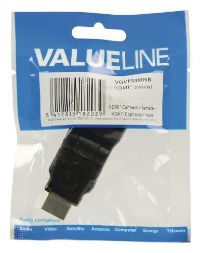 Valueline VGVP34905B HDMI-adapter HDMI-connector swivel - HDMI input zwart
