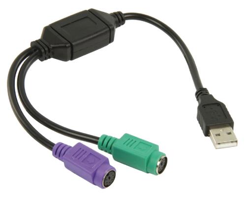 Valueline VLCP60830B03 USB 2.0 A male - 2x PS/2 female kabel 0,30 m zwart