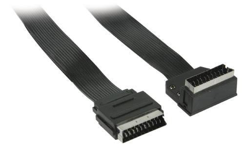 Valueline VLVP31035B30 Platte SCART kabel SCART mannelijk - SCART mannelijk 90° gehoekt 3,00 m zwart