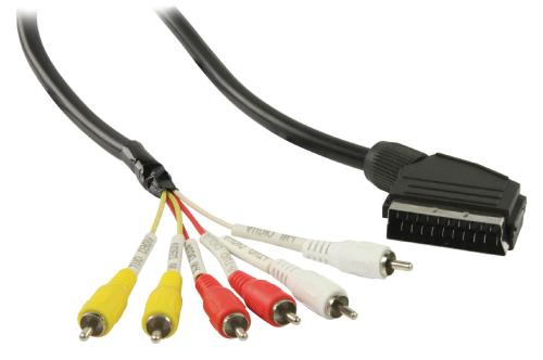 Valueline VLVP31160B20 SCART - RCA kabel SCART mannelijk - 6x RCA mannelijk 2,00 m zwart