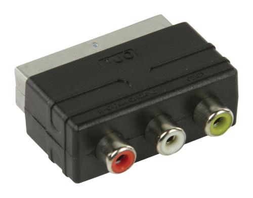 Valueline VLVP31901B SCART - RCA output adapter SCART mannelijk - 3x RCA vrouwelijk zwart