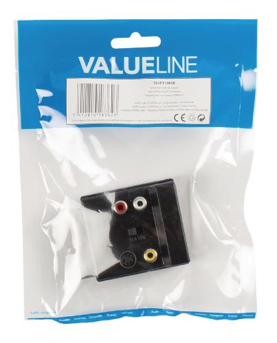 Valueline VLVP31903B Schakelbare SCART AV-adapter SCART mannelijk - SCART vrouwelijk + 3x RCA vrouwelijk + S-Video vr...