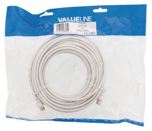 Valueline VLSP40000W150 Coax antennekabel coax mannelijk - coax vrouwelijk 15,0 m wit
