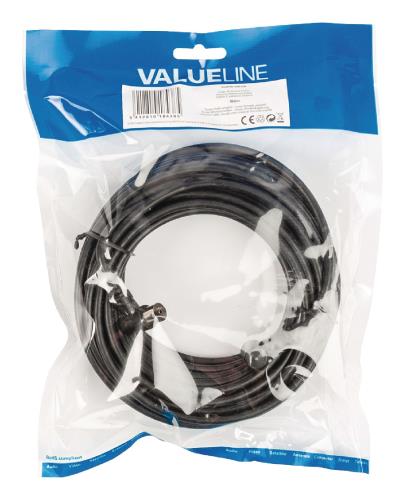 Valueline VLSP40100B100 Coax antennekabel coax mannelijk gehoekt - coax vrouwelijk gehoekt 10,0 m zwart