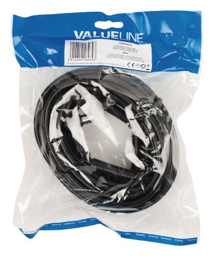 Valueline VLSP40120B100 Coax antennekabel 120dB coax mannelijk gehoekt - coax vrouwelijk gehoekt 10,0 m zwart
