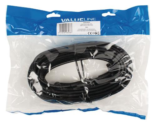 Valueline VLSP40120B150 Coax antennekabel 120dB coax mannelijk gehoekt - coax vrouwelijk gehoekt 15,0 m zwart
