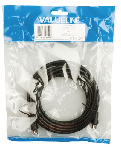 Valueline VLSP40200B50 Coax antennekabel coax mannelijk - coax mannelijk 5,00 m zwart