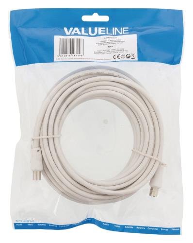 Valueline VLSP40290W100 Franse coax antennekabel coax 9 mm mannelijk - coax 9 mm mannelijk 10,0 m wit
