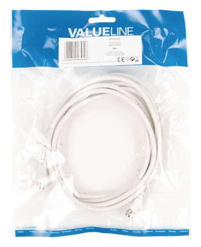 Valueline VLSP41800W30 Antennekabel F mannelijk - coax mannelijk 3,00 m wit