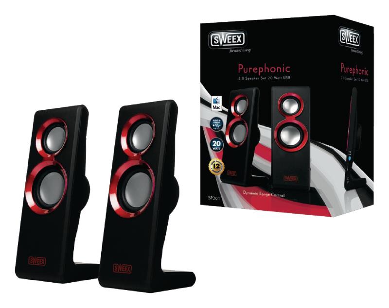 Sweex SP201 Sweex 2.0 speakerset Purephonic 20 W rood