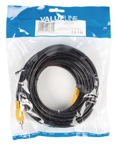 Valueline VLVP24100B100 RCA composiet kabel RCA mannelijk composiet - RCA mannelijk composiet 10,0 m zwart