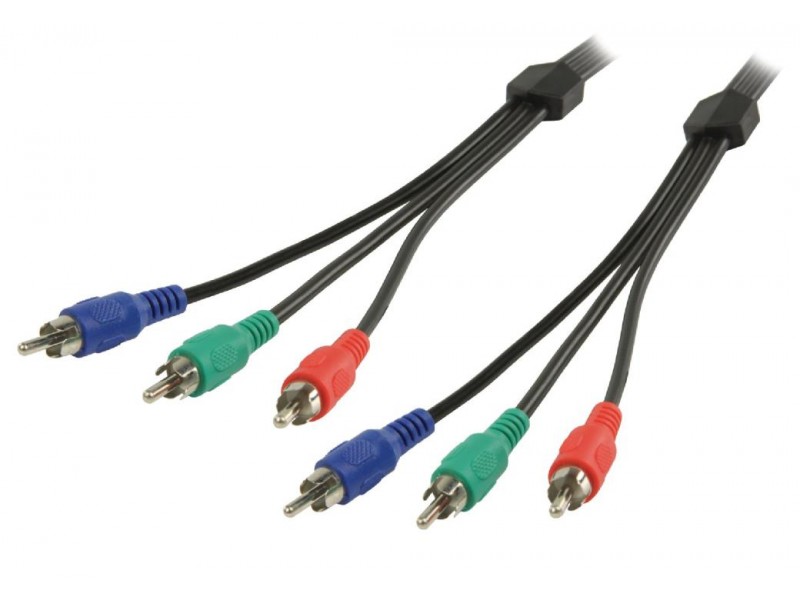 Valueline VLVP24350B50 RCA component kabel 3x RCA component mannelijk - 3x RCA component mannelijk 5,00 m zwart