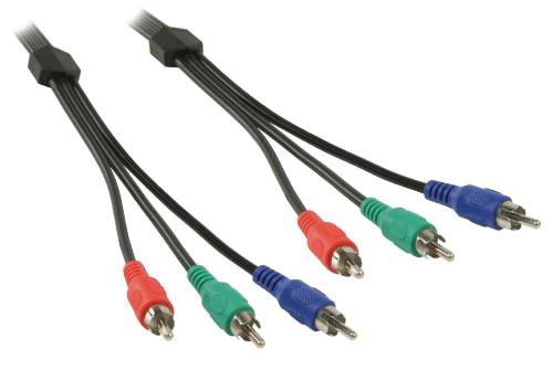 Valueline VLVP24350B50 RCA component kabel 3x RCA component mannelijk - 3x RCA component mannelijk 5,00 m zwart