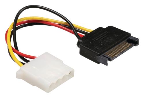 Bandridge BCL9750 Interne stroomadapterkabel Molex contraplug - SATA 15-pins plug 0,15 m multi