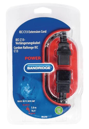 Bandridge BPL2705 IEC C13-verlengsnoer IEC-320-C14 - IEC-320-C13 5,0 m zwart