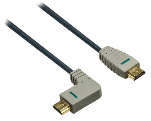 Bandridge BVL1415 High Speed HDMI-kabel met Ethernet HDMI-connector - HDMI-connector (rechts-gehoekt) 5,0 m blauw
