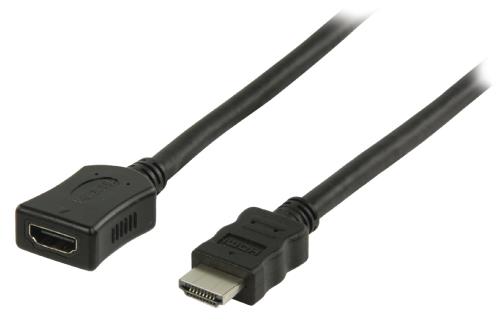 Valueline VLVB34090B10 Verlengkabel voor de High Speed HDMI-kabel met ethernet HDMI-connector - HDMI-input 1,00 m zwart