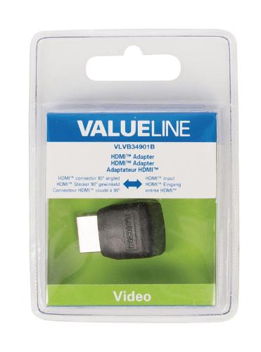 Valueline VLVB34901B HDMI adapter HDMI connector 90° gehoekt - HDMI input zwart