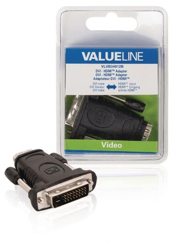 Valueline VLVB34912B DVI - HDMI adapter DVI mannelijk - HDMI input zwart
