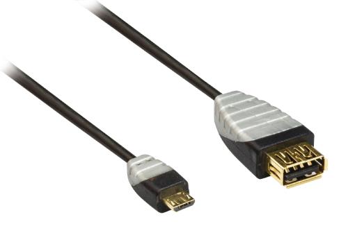 Bandridge BBM60515B02 USB 2.0 OTG Micro-kabel USB 2.0 A contraplug - USB 2.0 Micro B plug 0,2 m zwart