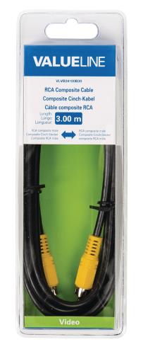 Valueline VLVB24100B30 RCA composiet kabel mannelijk - RCA composiet mannelijk 3,00 m zwart