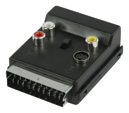 Valueline VLVB31903B Schakelbare SCART AV adapter SCART mannelijk - SCART vrouwelijk + 3x RCA vrouwelijk + S-Video vr...