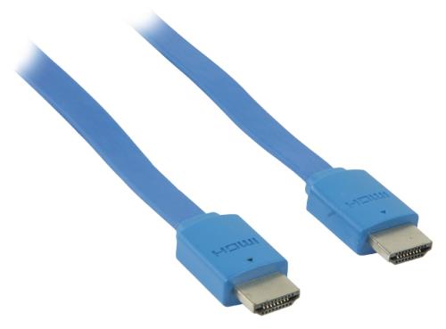 Valueline VLMB34010L20 Platte High Speed HDMI kabel met ethernet HDMI-connector - HDMI-connector 2,00 m blauw