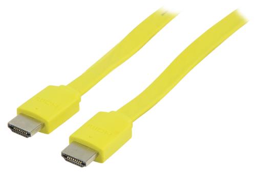 Valueline VLMB34010Y20 Platte High Speed HDMI kabel met ethernet HDMI-connector - HDMI-connector 2,00 m geel