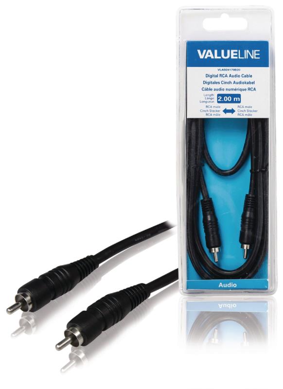 Valueline VLAB24170B20 Digitale RCA audiokabel RCA mannelijk - RCA mannelijk 2,00 m zwart