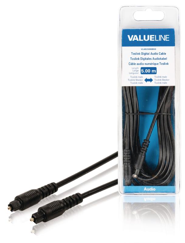 Valueline VLAB25000B50 Toslink Digitale audiokabel Toslink mannelijk - Toslink mannelijk 5,00 m zwart