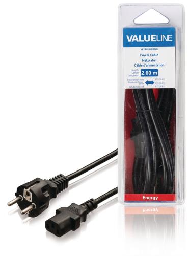 Valueline VLEB10030B20 Stroomkabel Schuko recht mannelijk - IEC-230-C13 2,00 m zwart