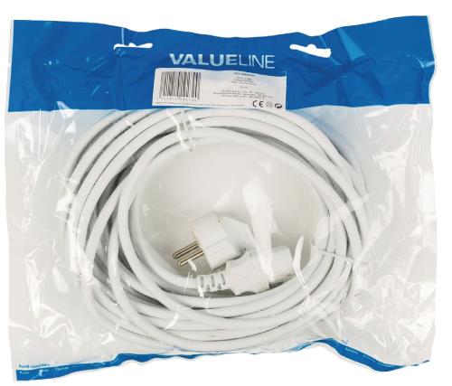 Valueline VLEP10000W100 Stroomkabel Schuko gehoekt mannelijk - IEC-320-C13 10,0 m Wit
