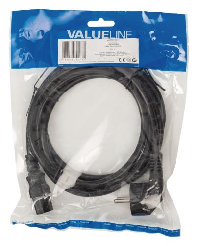Valueline VLEP10015B20 Stroomkabel Schuko gehoekt mannelijk - IEC-320-C13 2,00 m zwart