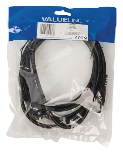 Valueline VLEP10100B30 Stroomkabel Schuko gehoekt mannelijk - IEC-320-C5 3,00 m zwart