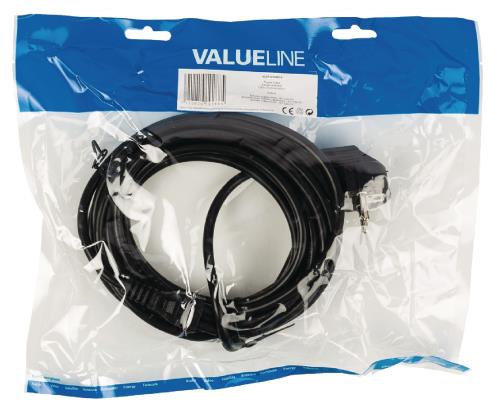 Valueline VLEP10100B50 Stroomkabel Schuko gehoekt mannelijk - IEC-320-C5 5,00 m zwart