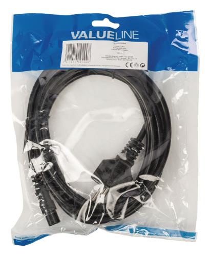 Valueline VLEP10130B30 Stroomkabel Schuko recht mannelijk - IEC-320-C5 3,00 m zwart