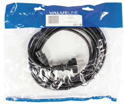 Valueline VLEP10130B50 Stroomkabel Schuko recht mannelijk - IEC-320-C5 5,00 m zwart